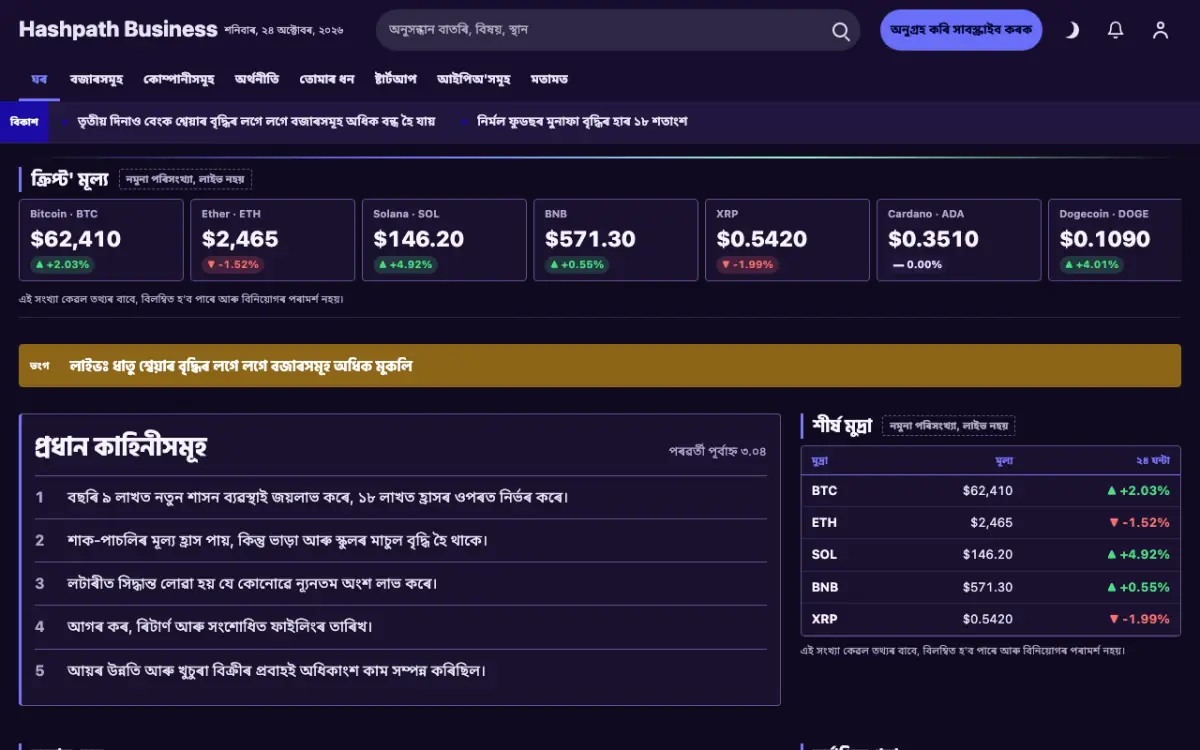 Hashpath — ব্যৱসায় সংবাদ ৱেবছাইট টেমপ্লেট, ডেস্কটপ ভিউ