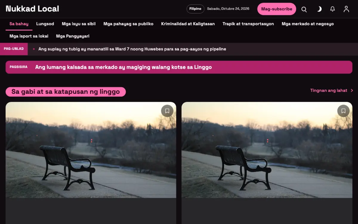 Kerbside — template ng website na Balitang Lokal, tanaw sa desktop