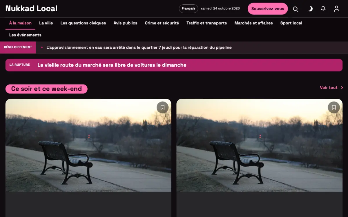 Kerbside — modèle de site web Actualités Local, vue sur ordinateur