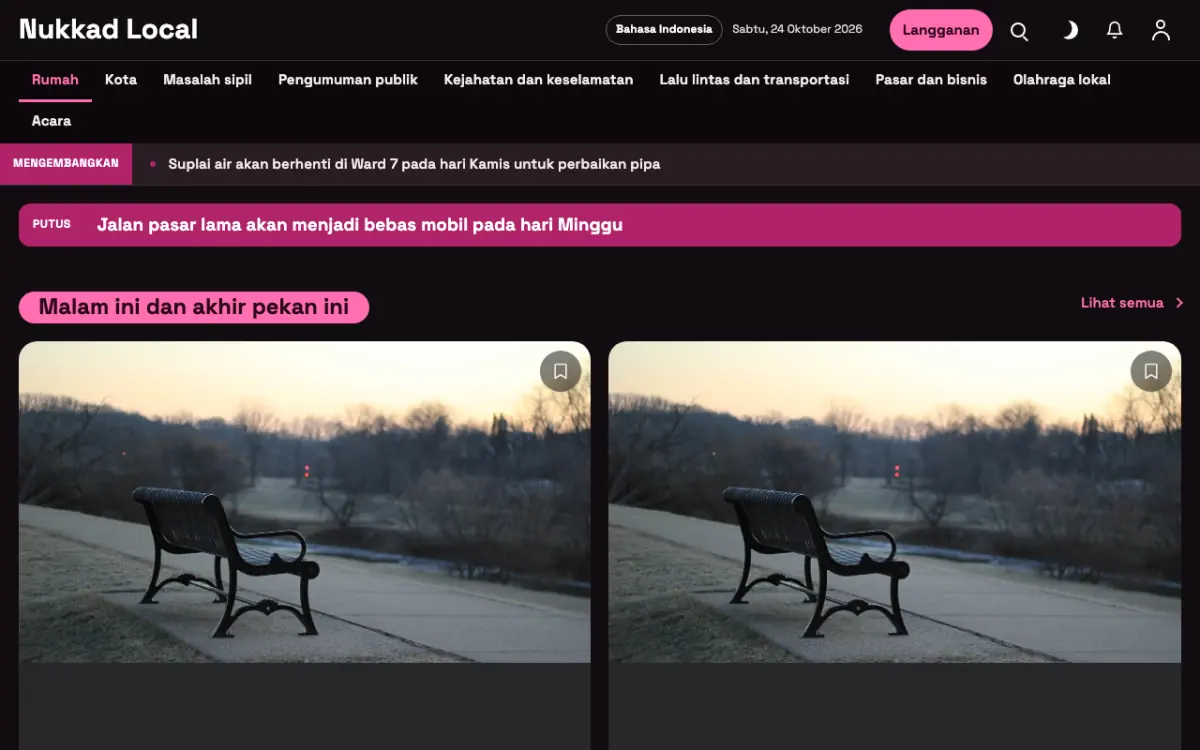 Kerbside — template situs Berita Lokal, tampilan desktop