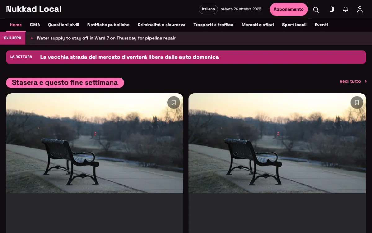 Kerbside – template di sito per News Locali, vista desktop