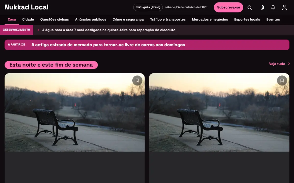 Kerbside — modelo de site de Notícias de Local, visualização em desktop