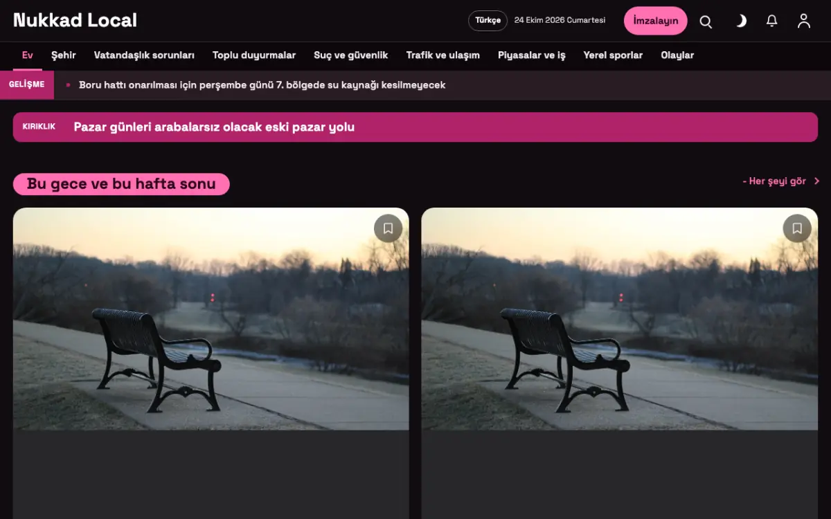 Kerbside — Yerel Haberleri web sitesi şablonu, masaüstü görünümü