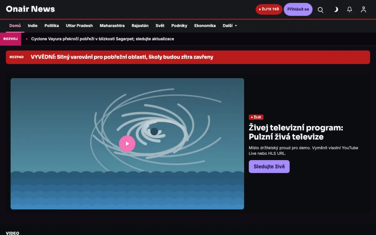 Onair — šablona webu v kategorii Všeobecné: zprávy, zobrazení na počítači