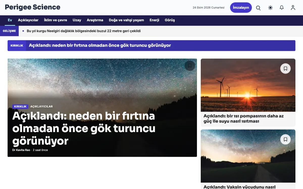 Perigee — Bilim Haberleri web sitesi şablonu, masaüstü görünümü