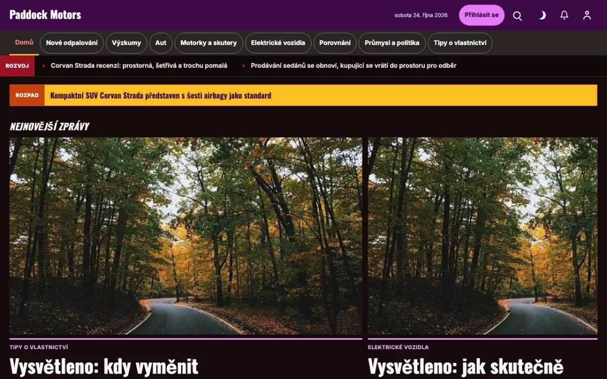 Paddock — šablona webu v kategorii Auto-moto: zprávy, zobrazení na počítači