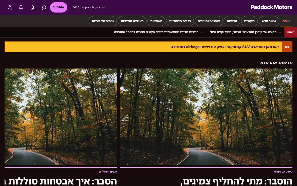 Paddock — תבנית אתר חדשות רכב, תצוגת מחשב