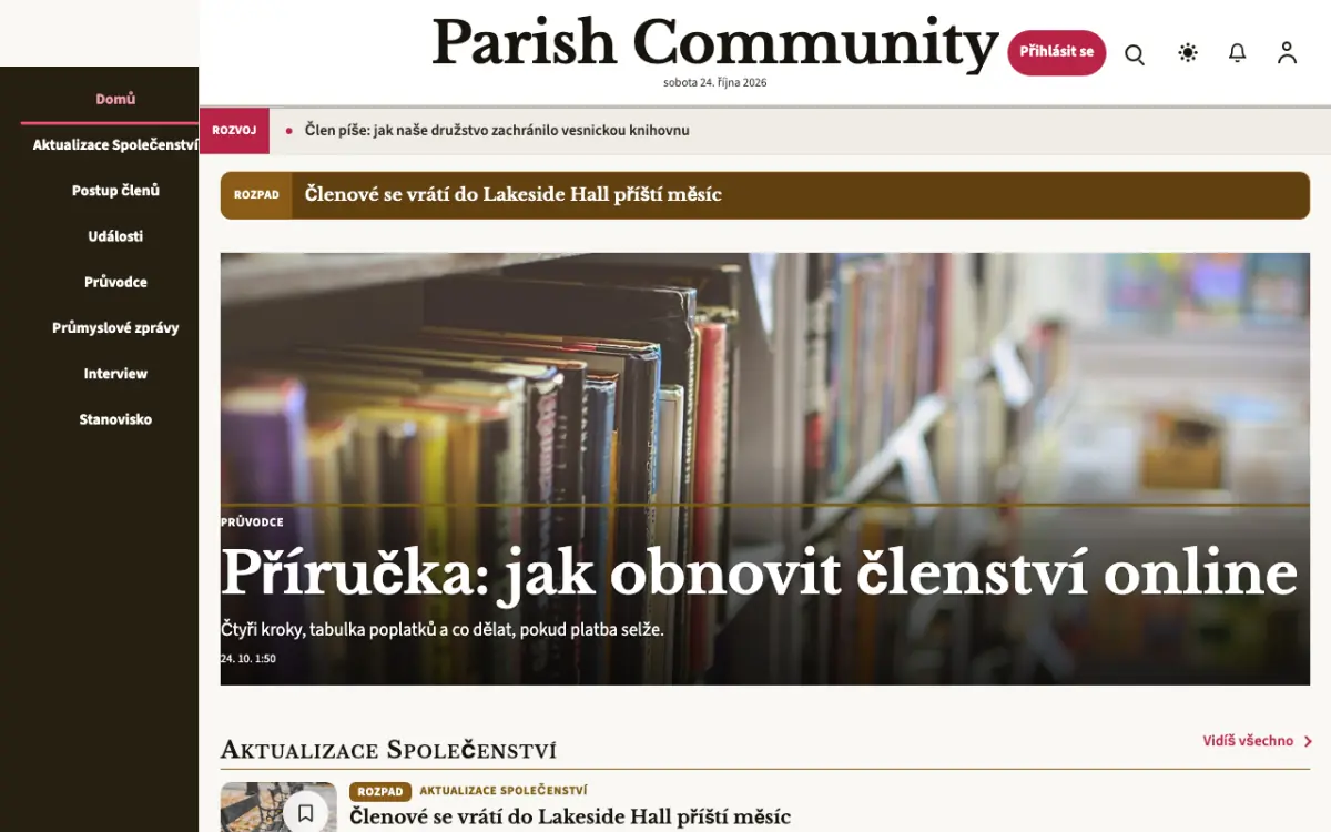 Parish — šablona webu v kategorii Komunita: zprávy, zobrazení na počítači