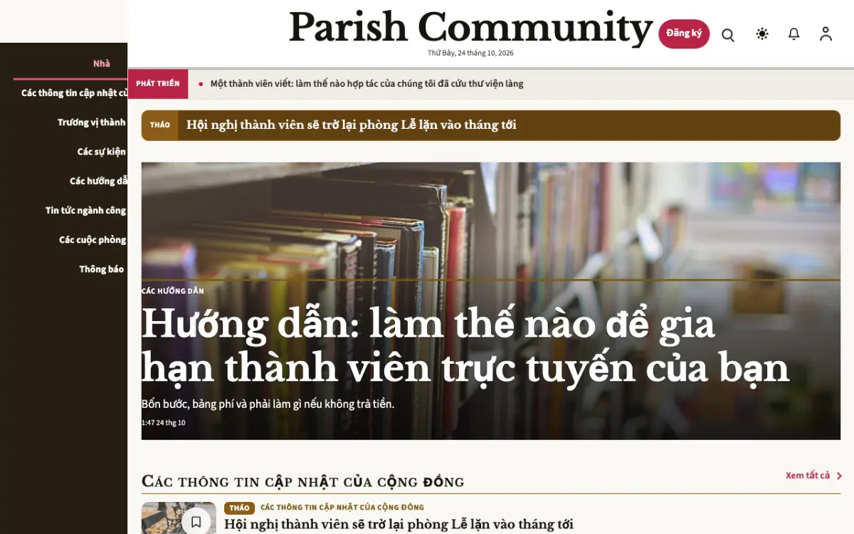 Parish — mẫu website Tin Cộng đồng, giao diện máy tính