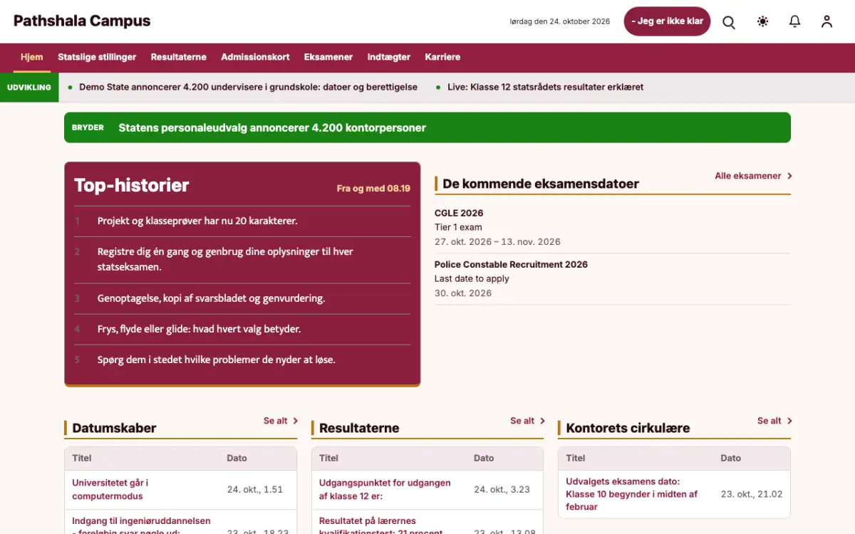 Lessonvale – hjemmesideskabelon til Uddannelse News, skrivebordsvisning