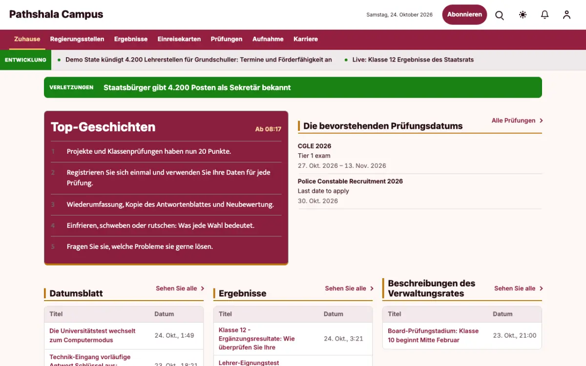 Lessonvale – Website-Vorlage für Bildung-News, Desktop-Ansicht