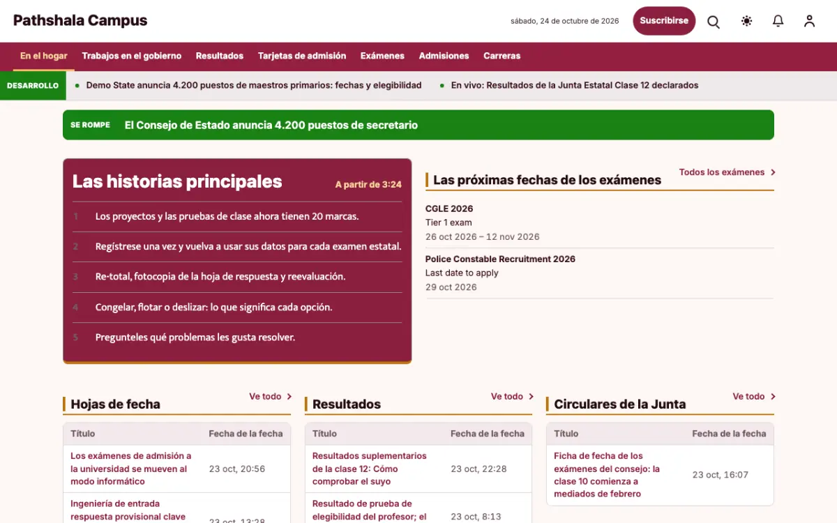 Lessonvale — plantilla de sitio web de Noticias de Educación, vista de escritorio