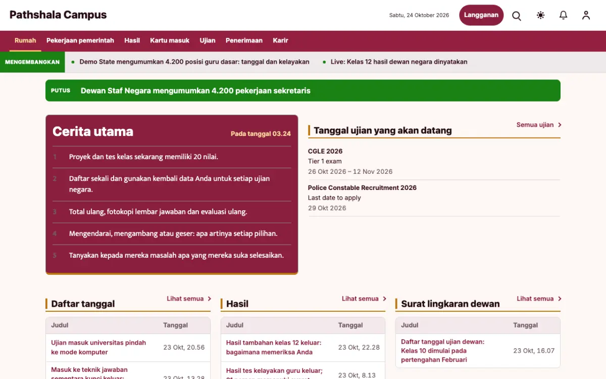 Lessonvale — template situs Berita Pendidikan, tampilan desktop