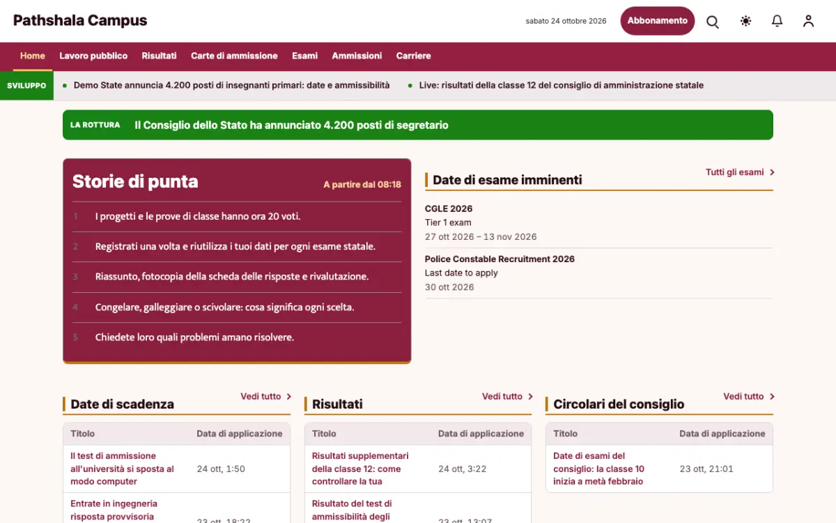 Lessonvale – template di sito per News Istruzione, vista desktop