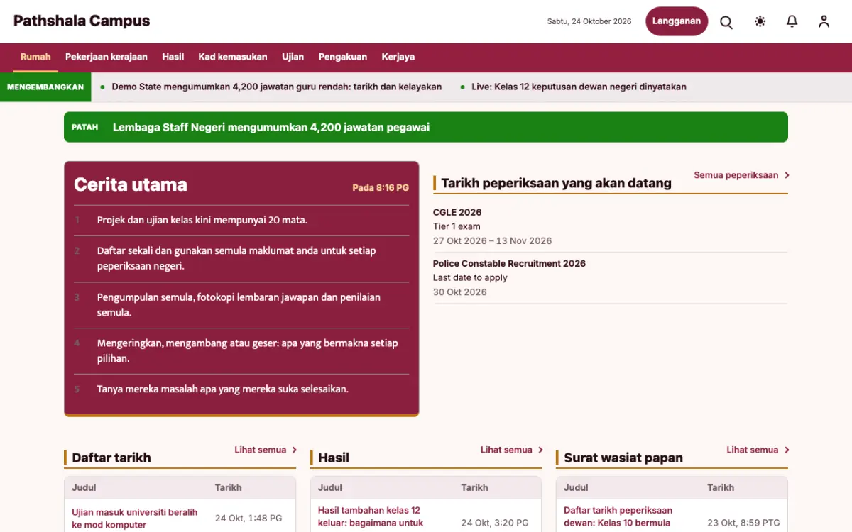 Lessonvale — templat laman web Berita Pendidikan, paparan desktop