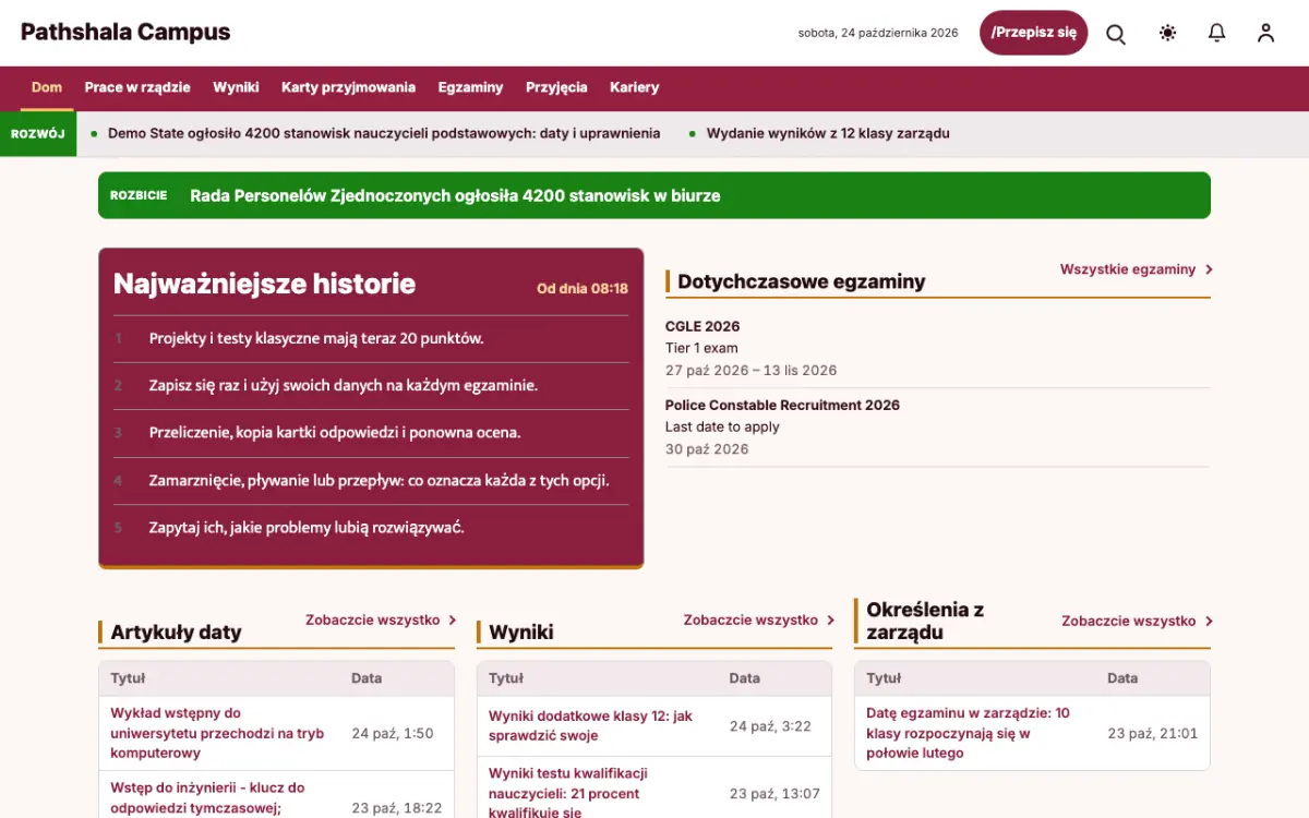 Lessonvale – szablon strony (Edukacja: wiadomości), widok na komputerze