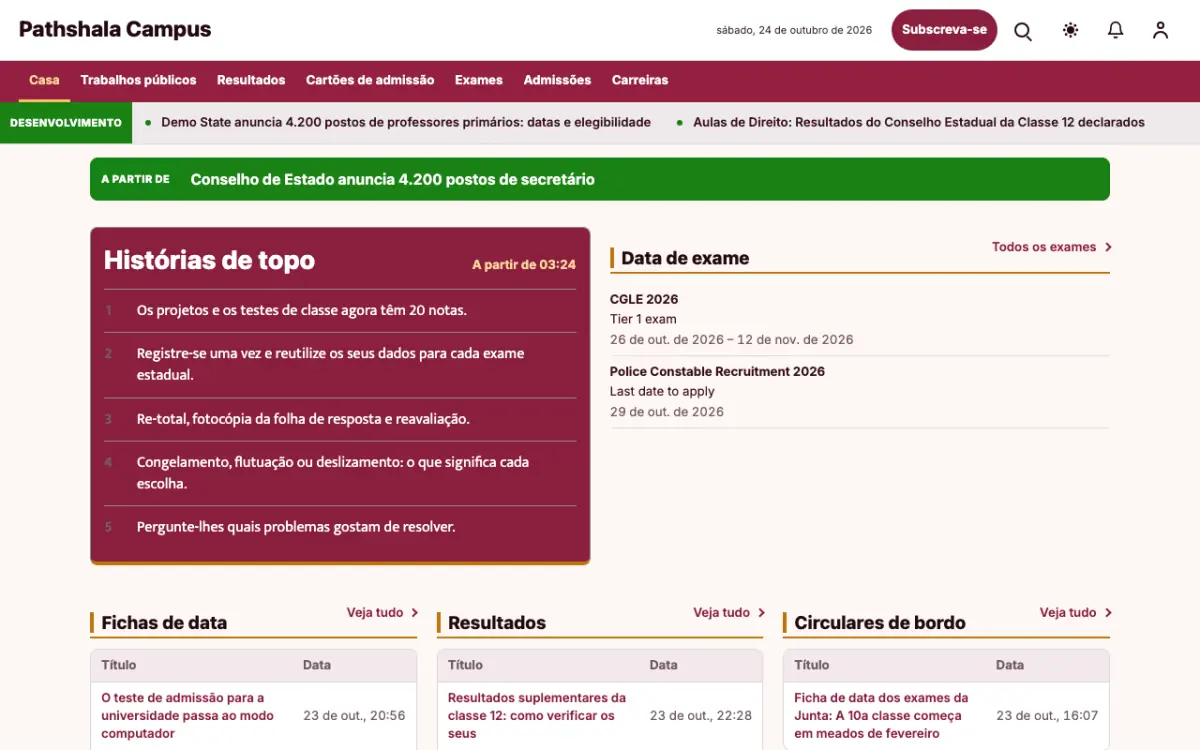 Lessonvale — modelo de site de Notícias de Educação, visualização em desktop