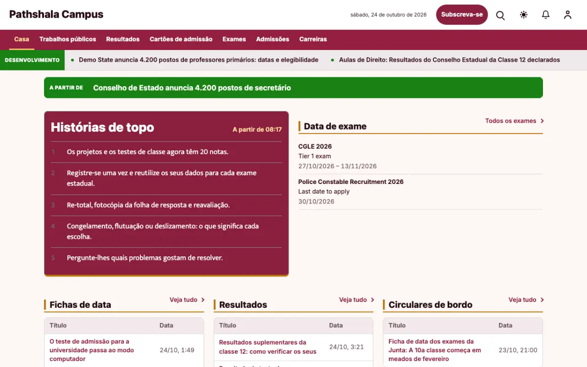 Lessonvale — modelo de site de Notícias de Educação, vista em computador