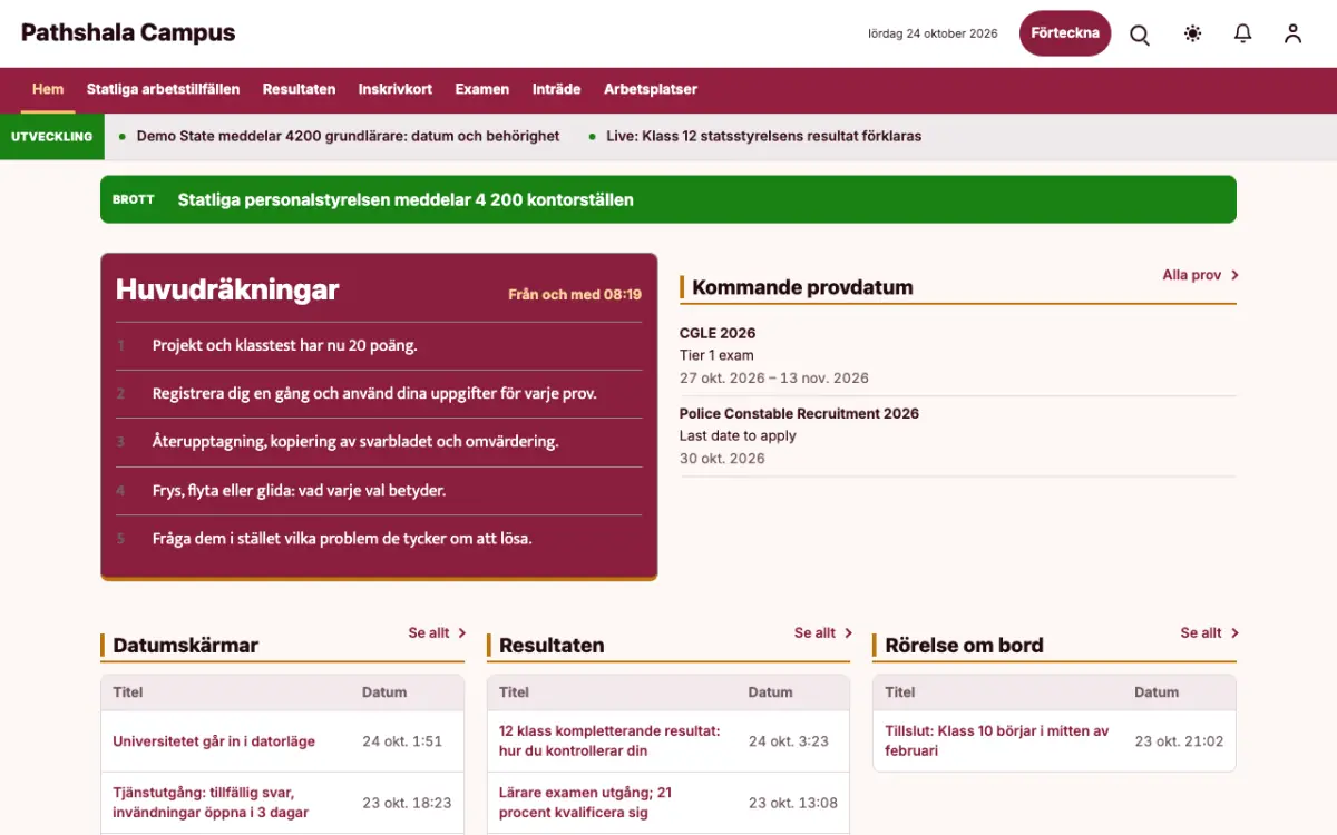 Lessonvale – webbplatsmall för Utbildning News, skrivbordsvy