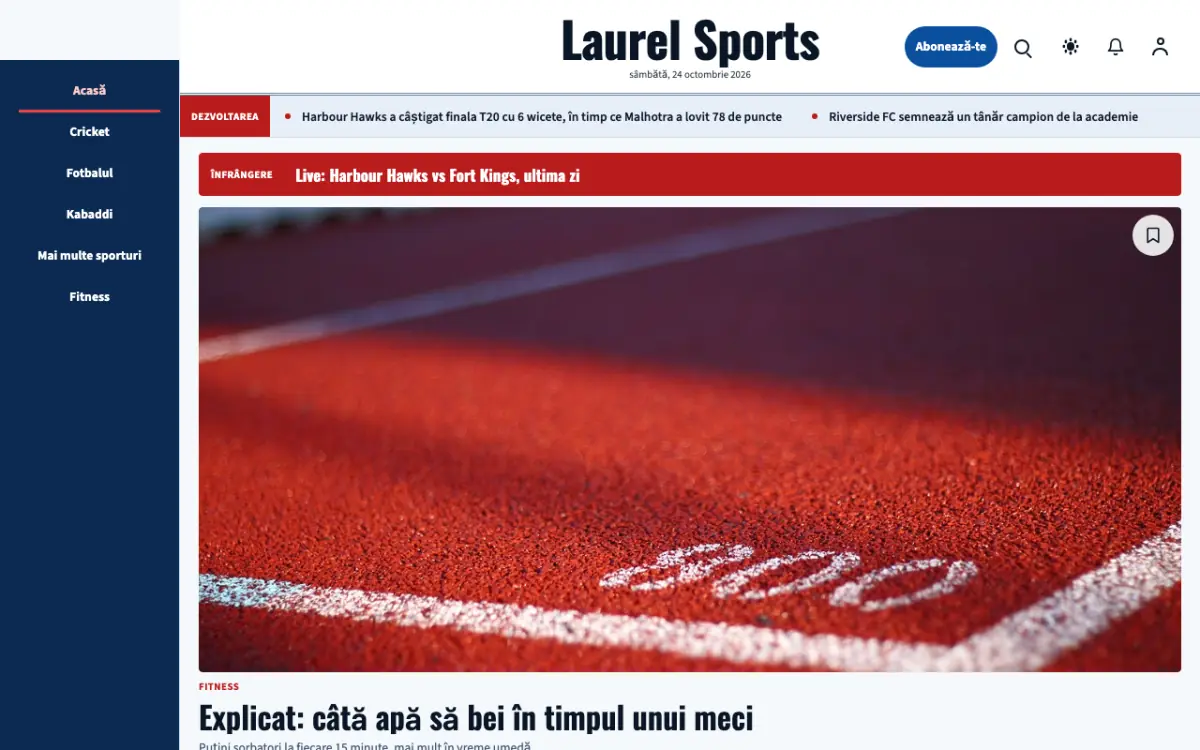 Laurel – șablon de site pentru Știri Sport, vedere pe desktop