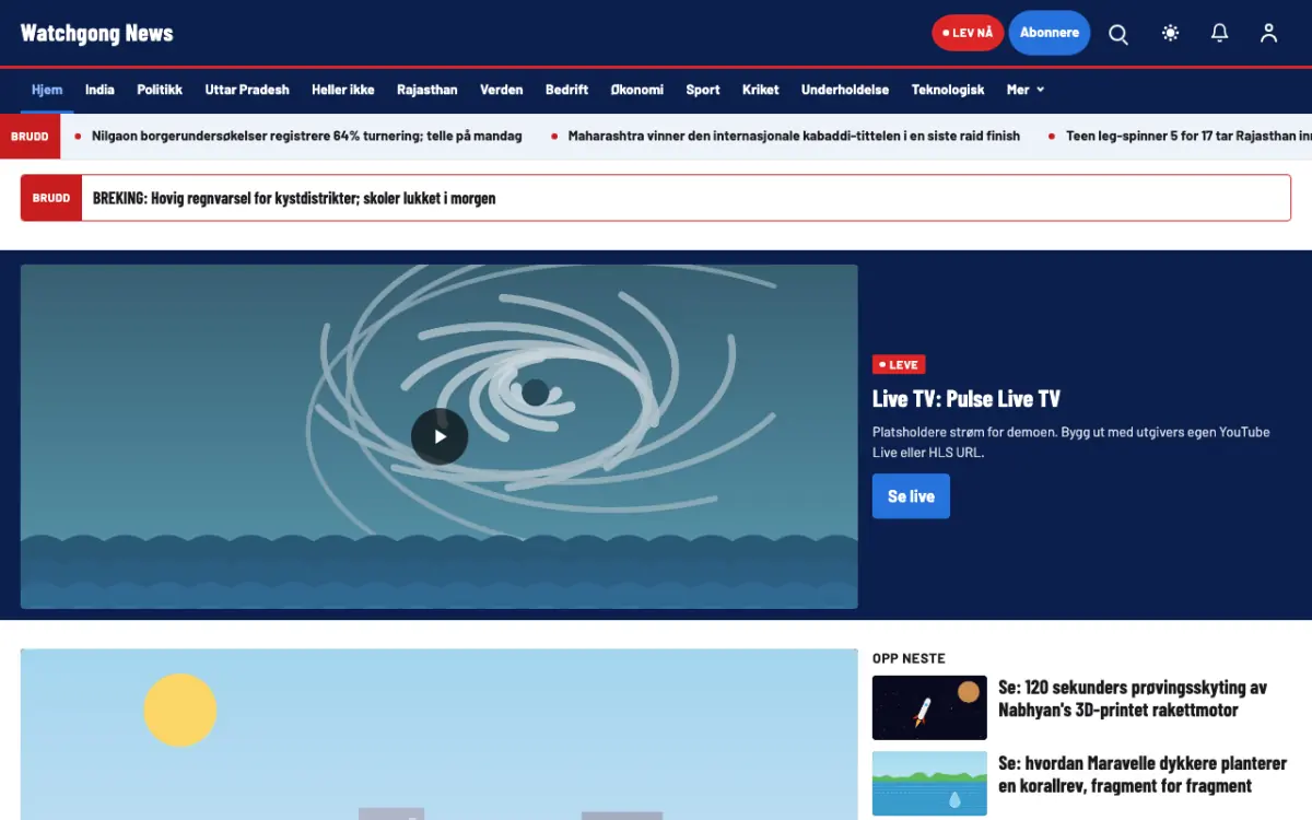 Watchgong – nettstedmal for Generelt News, skrivebordsvisning