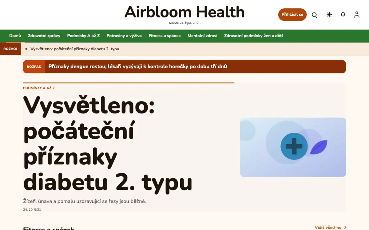 Airbloom — šablona webu v kategorii Zdraví: zprávy, zobrazení na počítači
