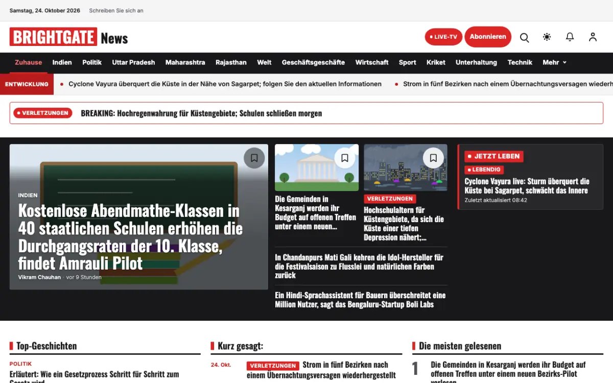 Brightgate – Website-Vorlage für Allgemein-News, Desktop-Ansicht