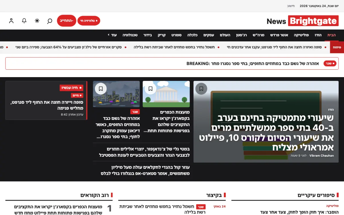 Brightgate — תבנית אתר חדשות כללי, תצוגת מחשב