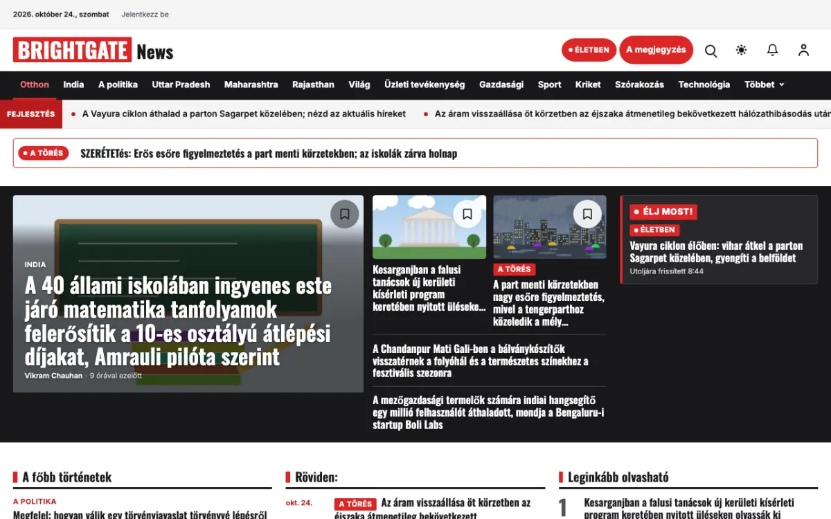 Brightgate — Általános: hírek weboldalsablon, asztali nézet