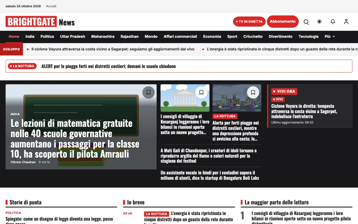 Brightgate – template di sito per News Generali, vista desktop