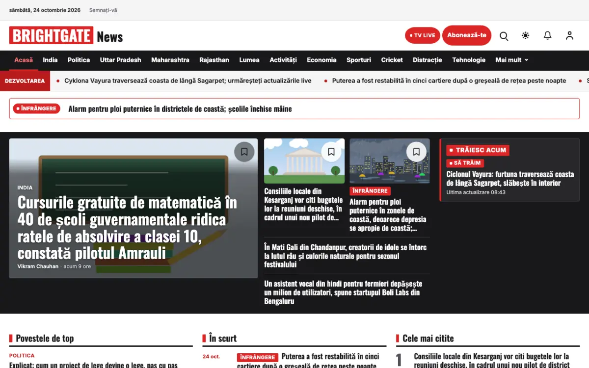 Brightgate – șablon de site pentru Știri Generale, vedere pe desktop