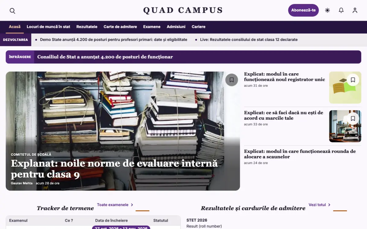 Quad – șablon de site pentru Știri Educație, vedere pe desktop