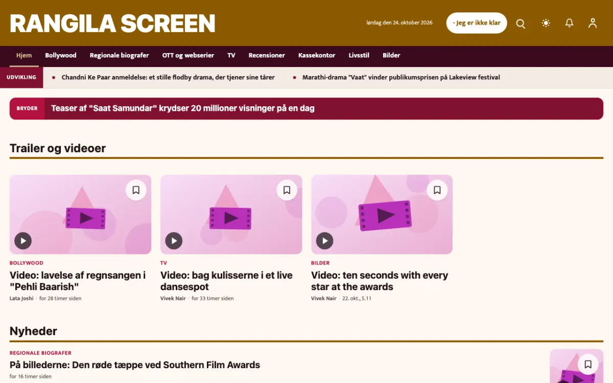 Colorcue – hjemmesideskabelon til Underholdning News, skrivebordsvisning