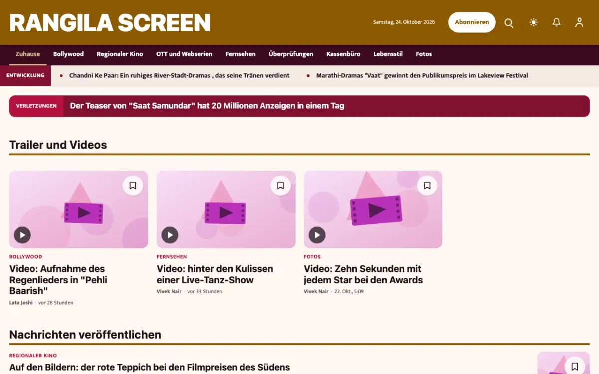 Colorcue – Website-Vorlage für Unterhaltung-News, Desktop-Ansicht