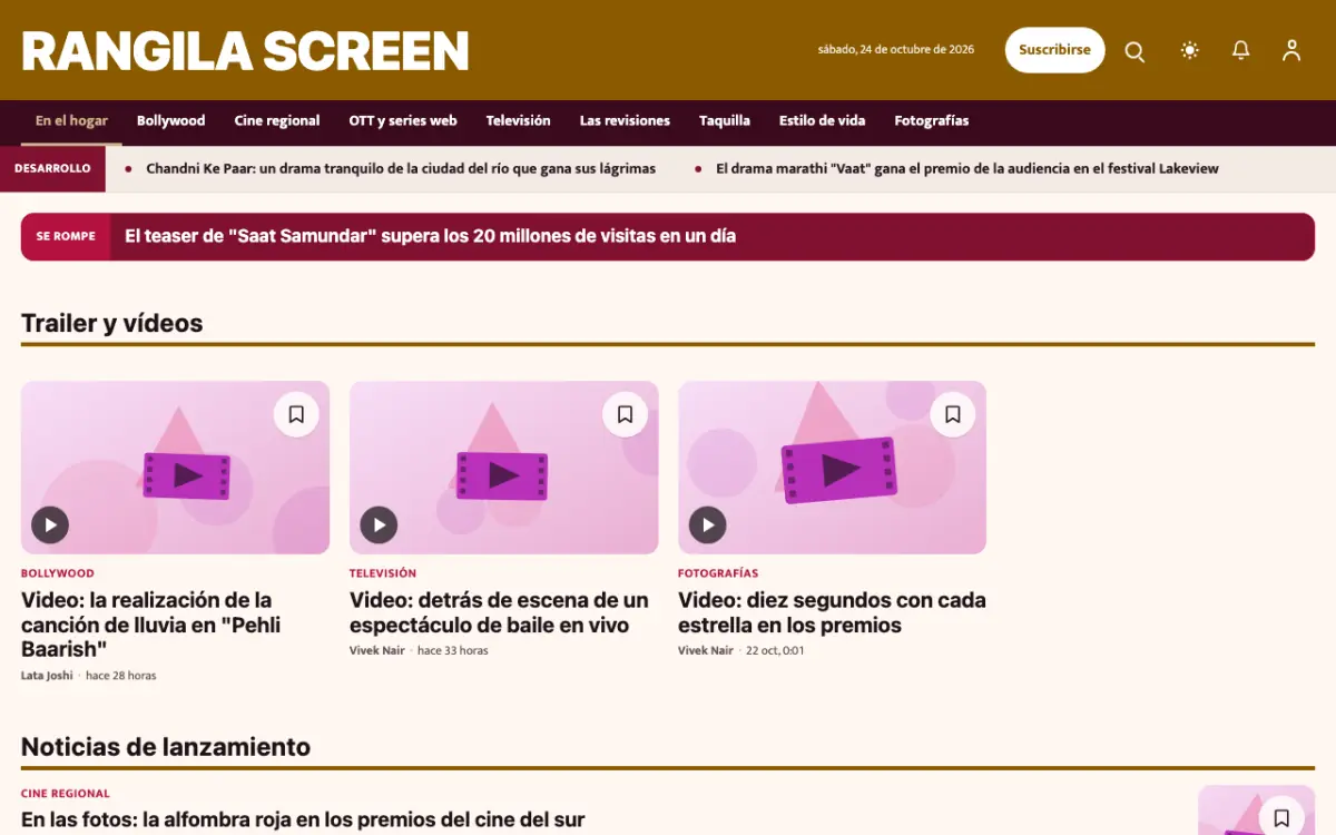 Colorcue — plantilla de sitio web de Noticias de Entretenimiento, vista de escritorio