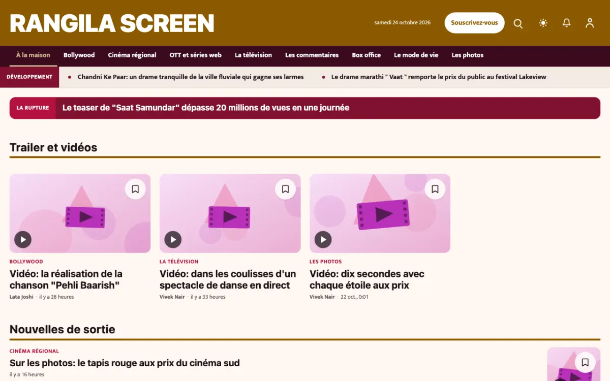 Colorcue — modèle de site web Actualités Divertissement, vue sur ordinateur