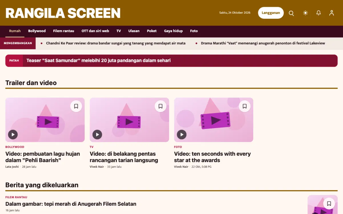 Colorcue — templat laman web Berita Hiburan, paparan desktop