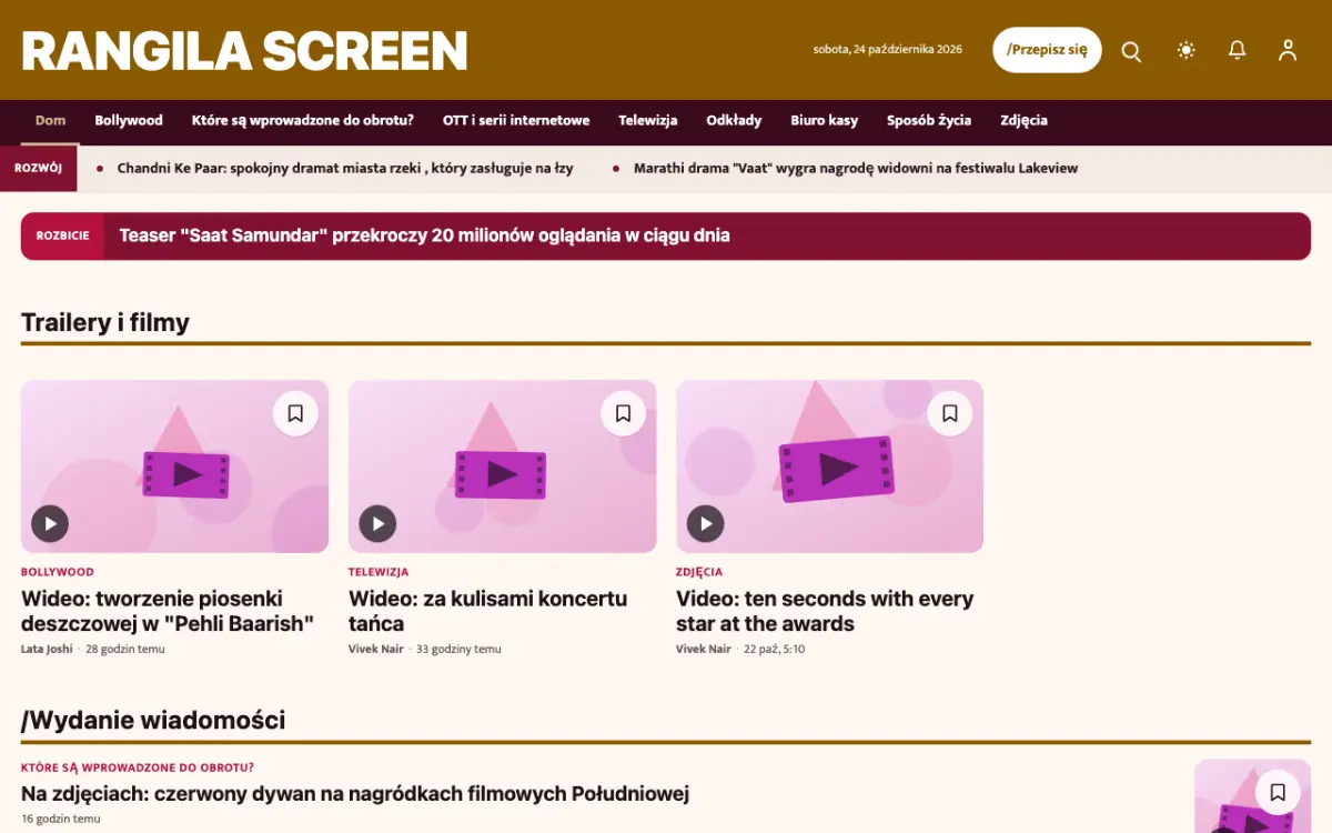 Colorcue – szablon strony (Rozrywka: wiadomości), widok na komputerze