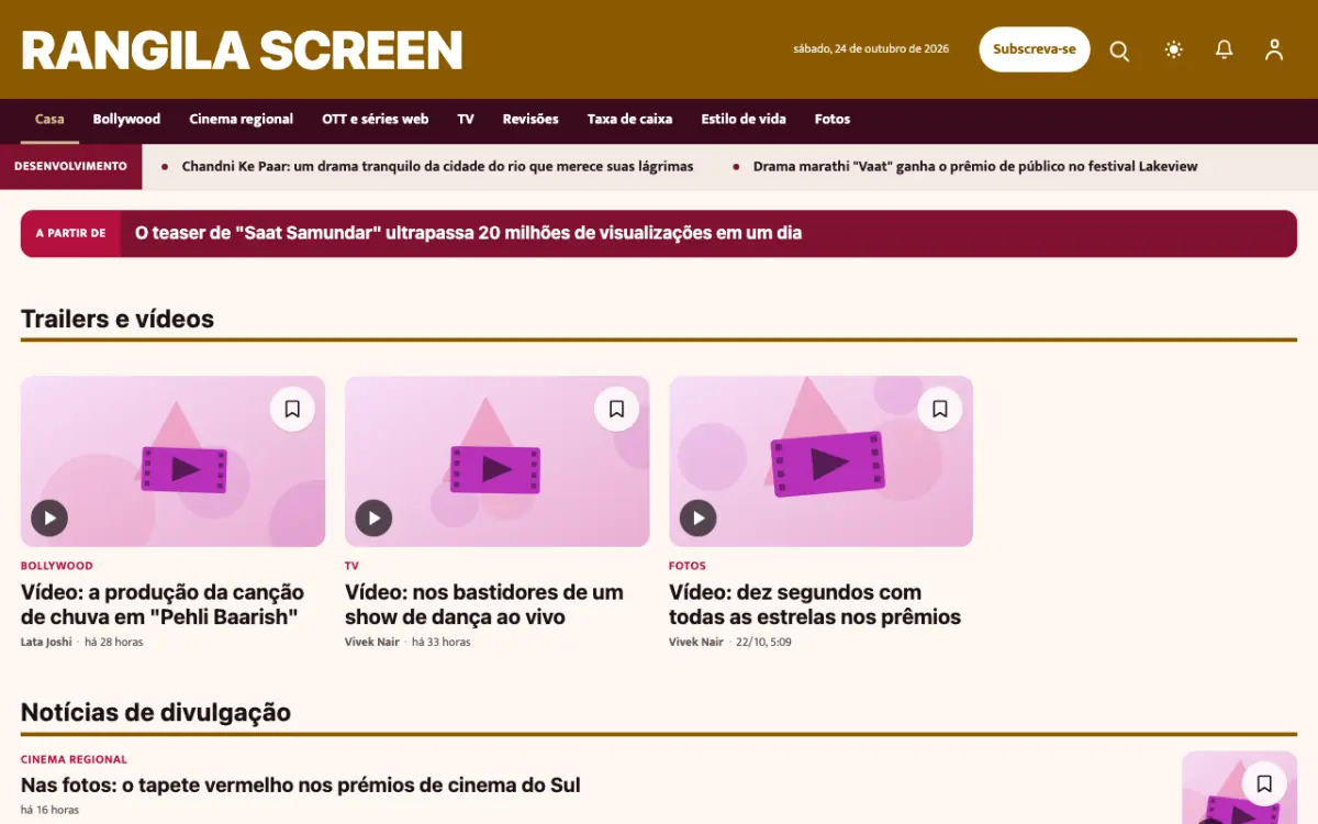 Colorcue — modelo de site de Notícias de Entretenimento, vista em computador