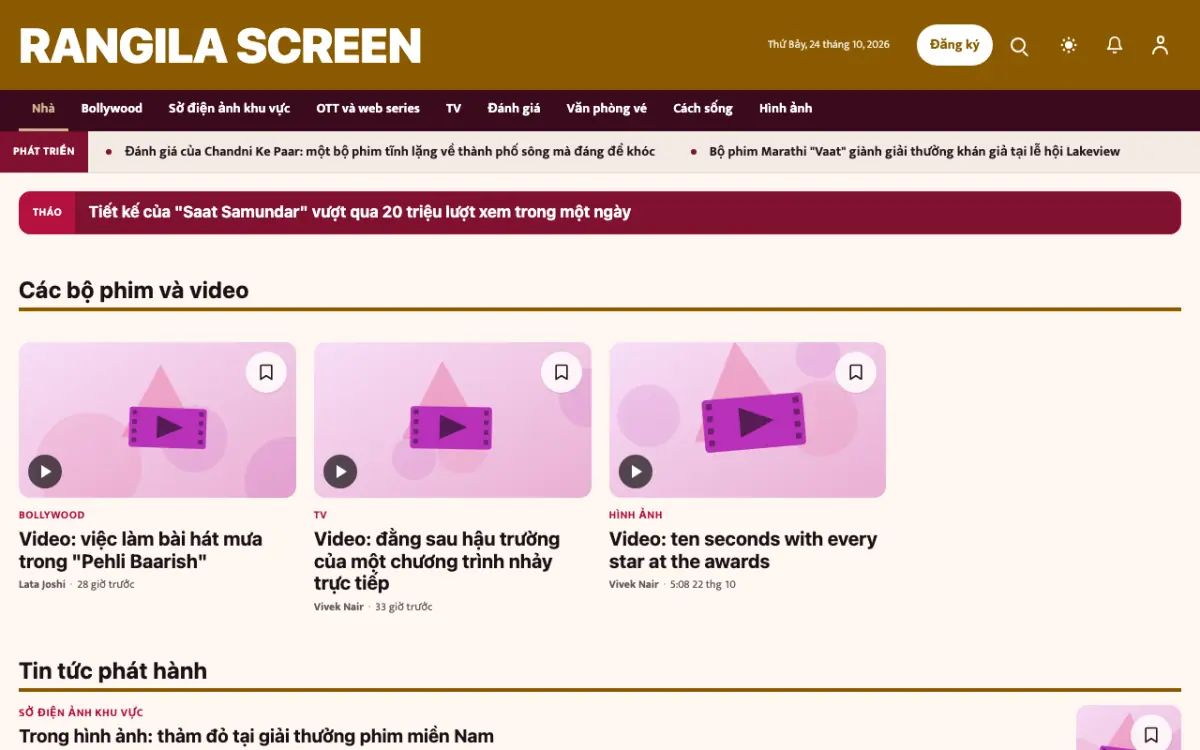 Colorcue — mẫu website Tin Giải trí, giao diện máy tính