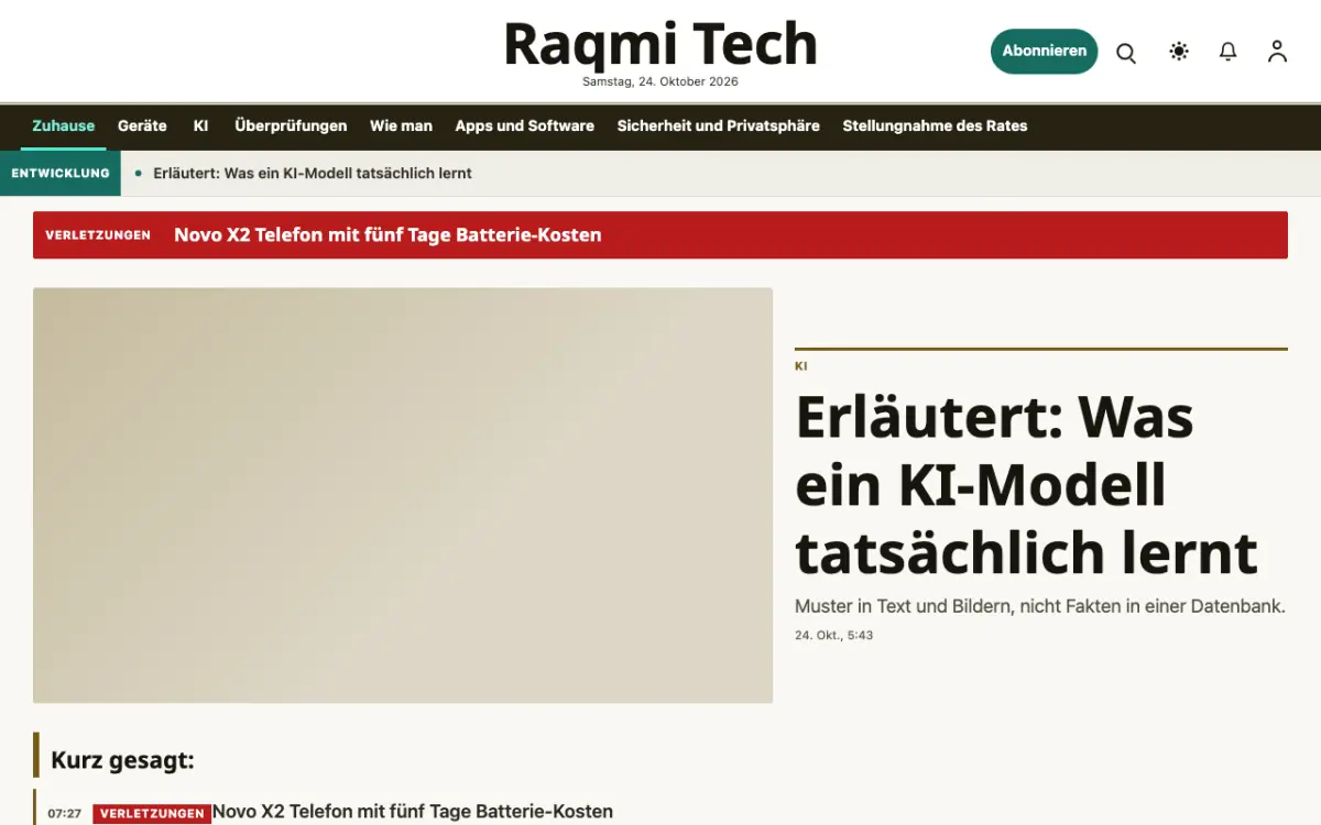 Pixelwell – Website-Vorlage für Technik-News, Desktop-Ansicht