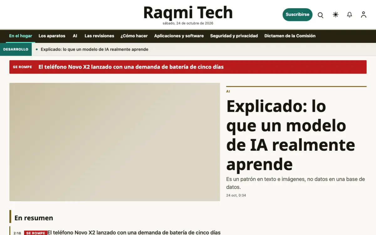 Pixelwell — plantilla de sitio web de Noticias de Tecnología, vista de escritorio