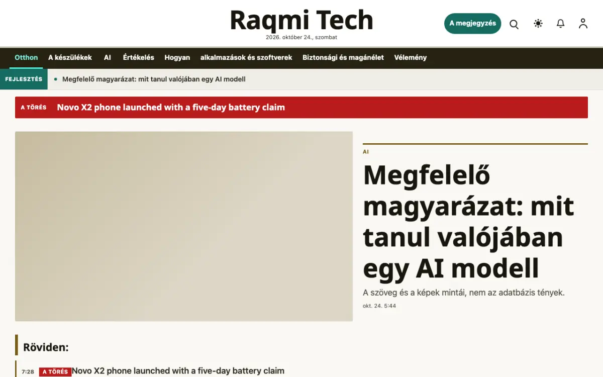 Pixelwell — Technológia: hírek weboldalsablon, asztali nézet