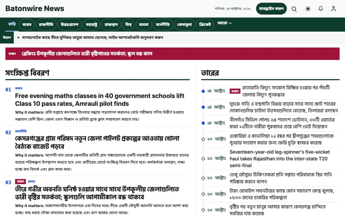 Batonwire — সাধারণ সংবাদ ওয়েবসাইট টেমপ্লেট, ডেস্কটপ ভিউ