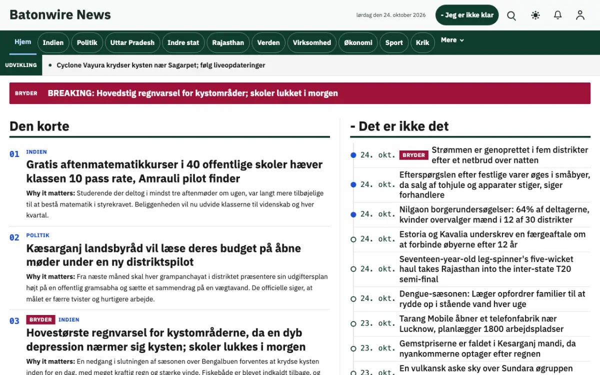 Batonwire – hjemmesideskabelon til Generelt News, skrivebordsvisning