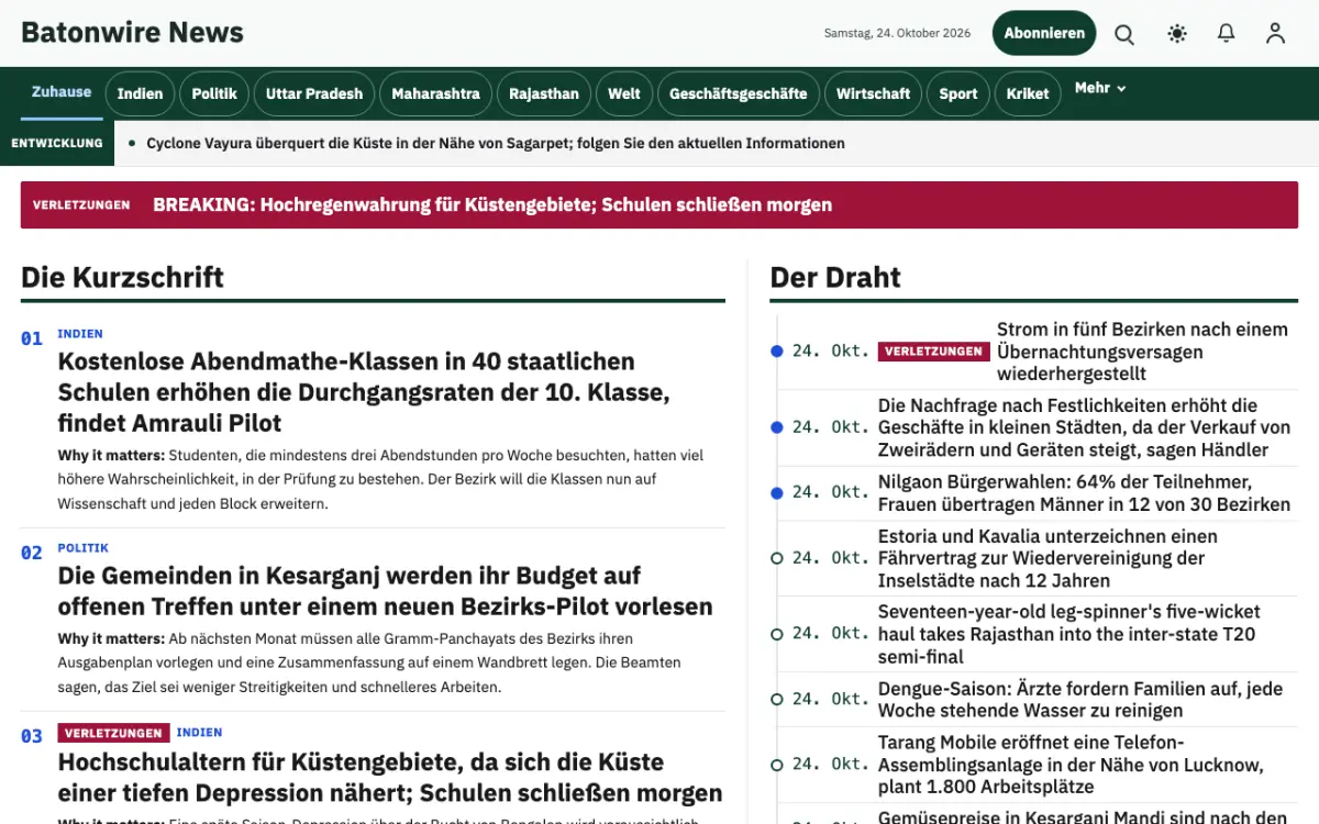 Batonwire – Website-Vorlage für Allgemein-News, Desktop-Ansicht