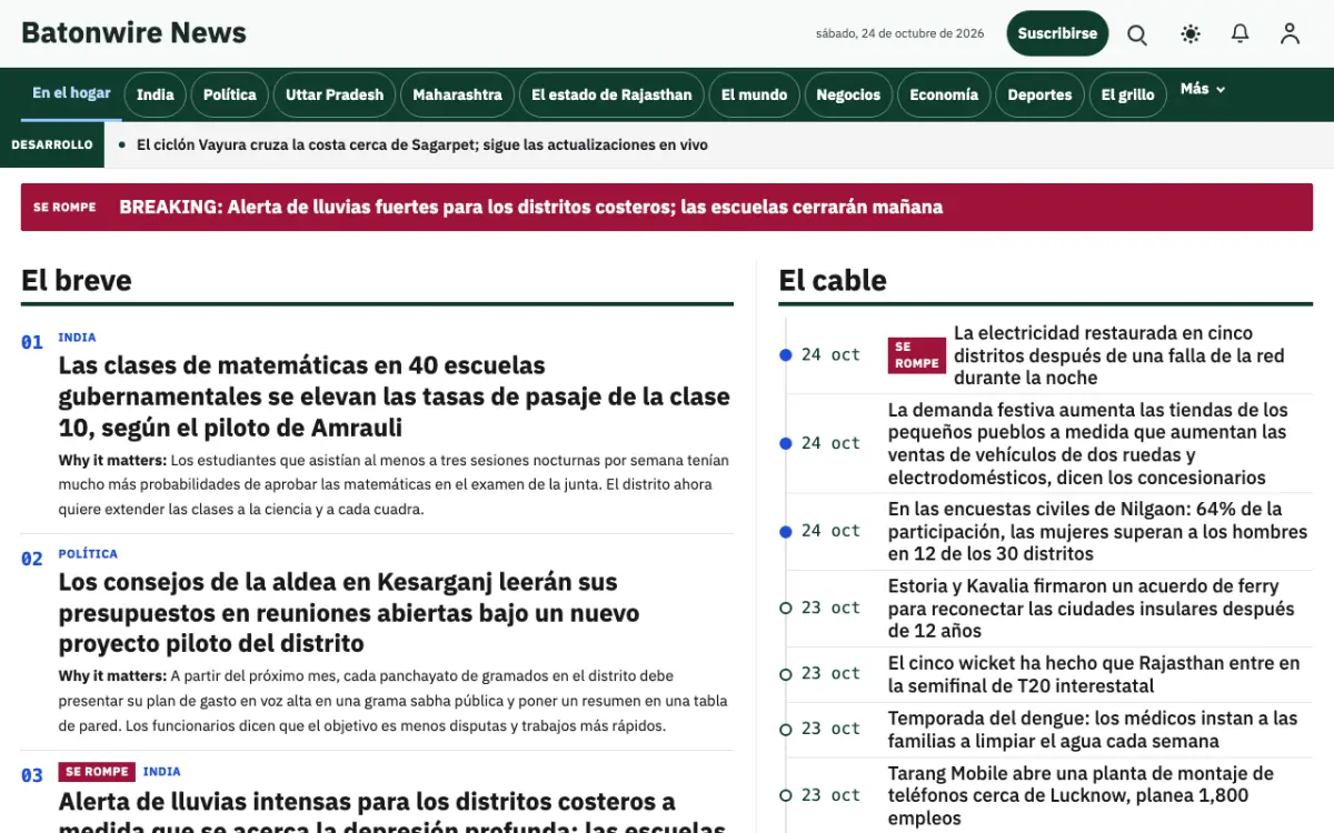 Batonwire — plantilla de sitio web de Noticias de Generales, vista de escritorio