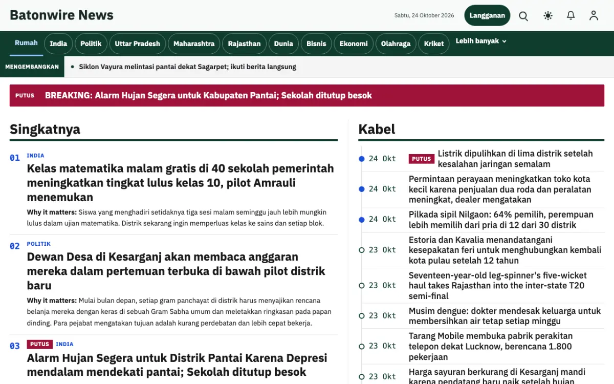 Batonwire — template situs Berita Umum, tampilan desktop