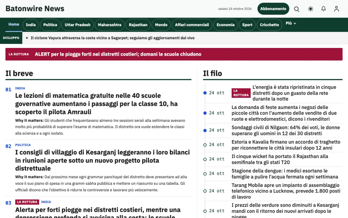 Batonwire – template di sito per News Generali, vista desktop
