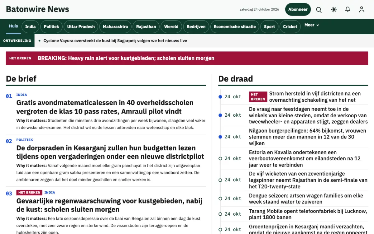 Batonwire – websitetemplate voor Algemeennieuws, desktopweergave